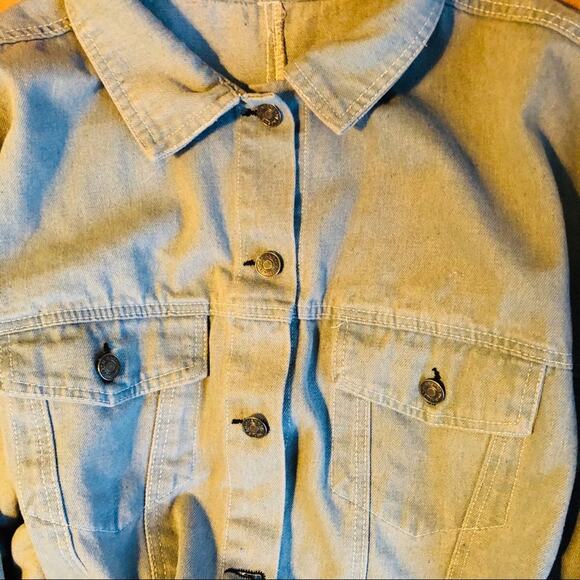 VINTAGE HENGSHENG Light Soft Blue Denim Button Front Jean Jacket Small - Picture 6 of 8
